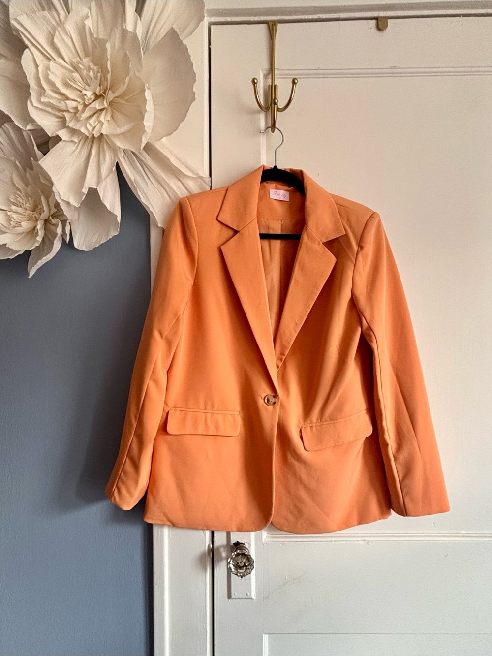 Pink Lily Orange Single-Button Blazer